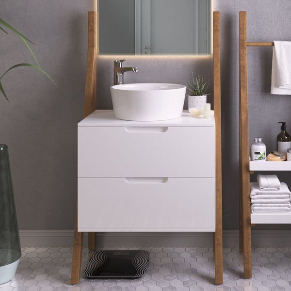 Gabinete 2 Gavetas Moderno Artemobili Branco/Garapa