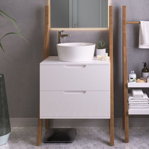 Gabinete 2 Gavetas Moderno Artemobili Branco/Garapa