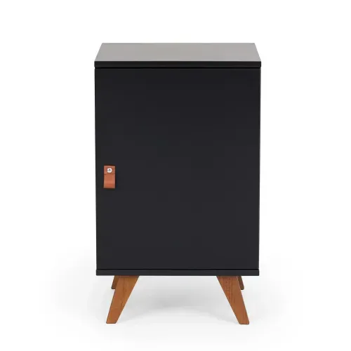 Mesa Lateral 1 Porta Play Artemobili Preto 100% MDF Preto/Garapa