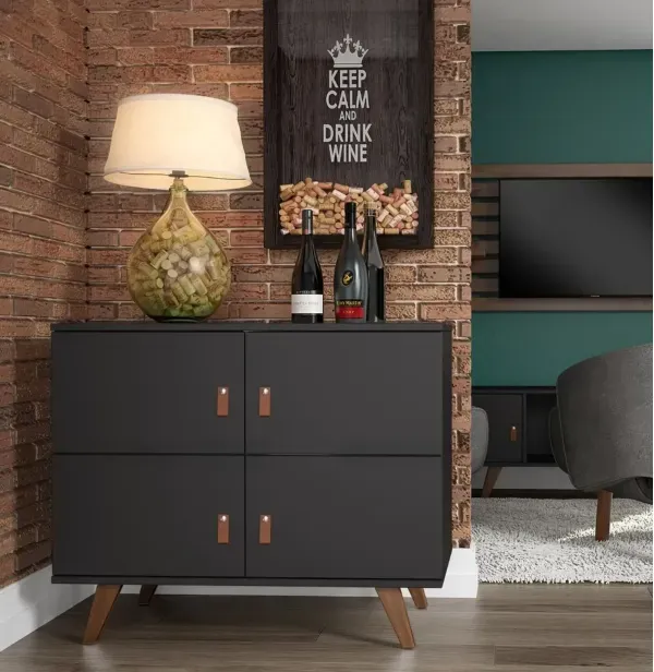 Buffet Aparador 95cm 4 Portas Play Preto/Garapa