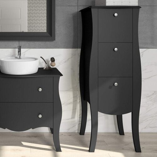 Gaveteiro Classe com 3 Gavetas em MDF - Preto