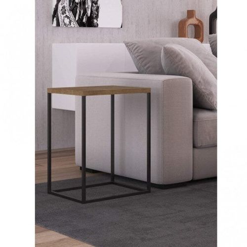Mesa Lateral Industrial Cube G - Carvalho/Preto