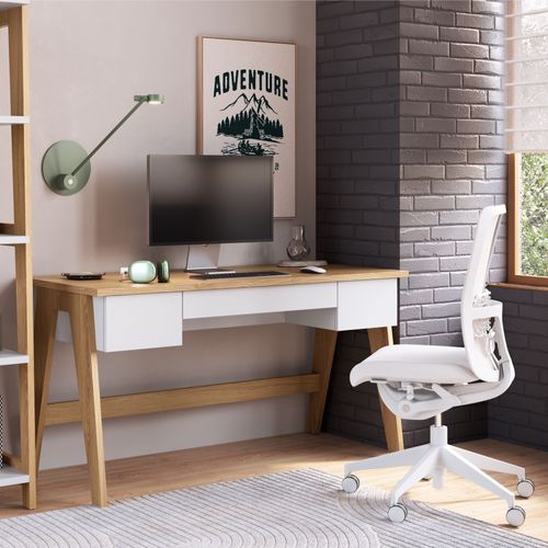 Escrivaninha Trend Home Office com 3 Gavetas - Hanover/Off White