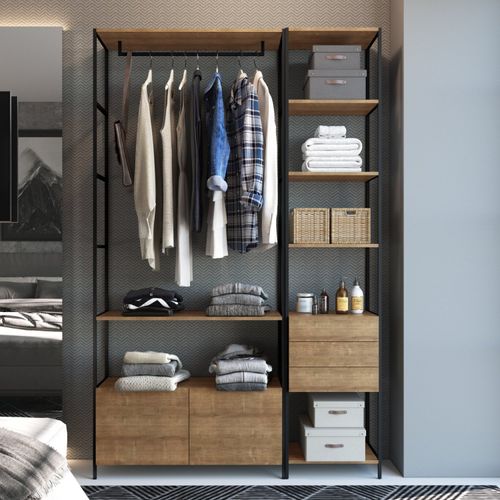 Estante Closet Industrial com 6 Nichos - Carvalho/Preto