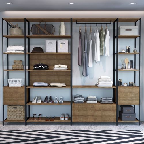 Estante Closet Industrial com 17 Nichos - Carvalho/Preto