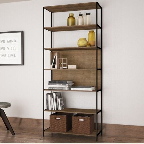 Estante Industrial Steel com 6 Nichos - Carvalho/Preto