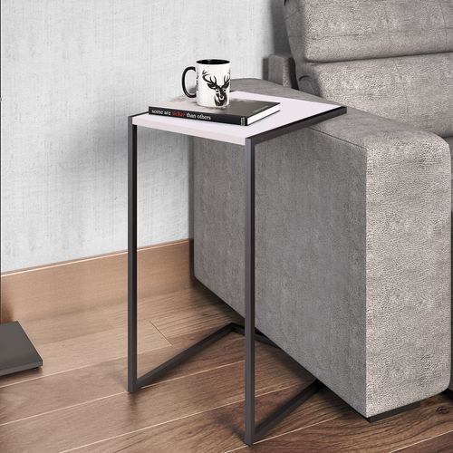 Mesa de Apoio Lateral Industrial - Branco/Preto