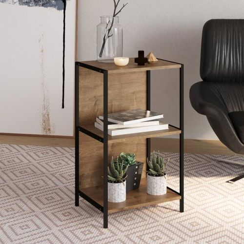 Estante Industrial com 2 Nichos 45 cm - Carvalho/Preto