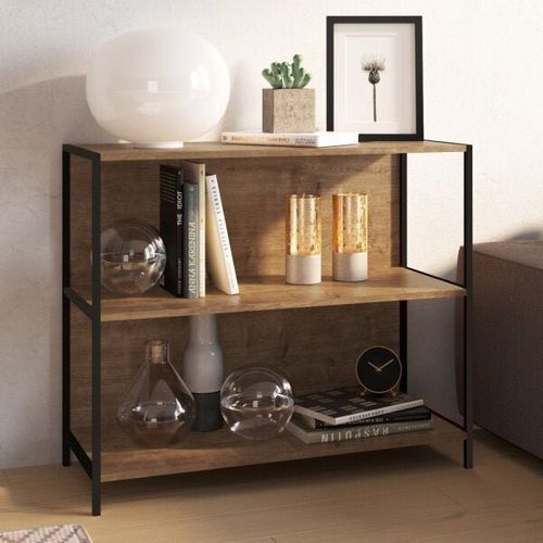 Estante Industrial com 2 Nichos 90 cm - Carvalho/Preto