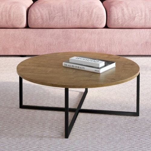 Mesa de Centro Redonda 70cm Complementos Vermont/Preto