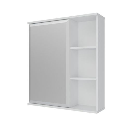 Espelheira para Banheiro 1 Porta 3 Prateleiras Treviso Mgm Móveis Branco