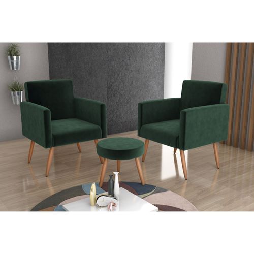 Kit 2 Poltronas e 1 Puff Flórida - Verde