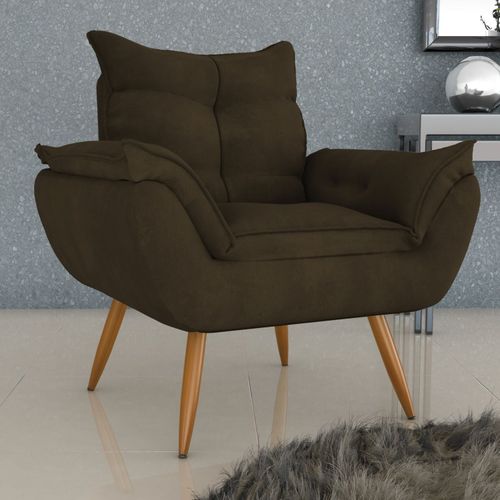Poltrona Cannes com Tecido Veludo - Marrom