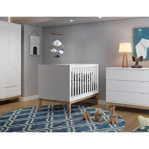 Berço Mini Cama Retrô Amor Perfeito - Branco/Natural