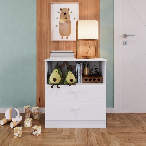 Cômoda Infantil Aconchego com 2 Gavetas e 1 Nicho - Branco