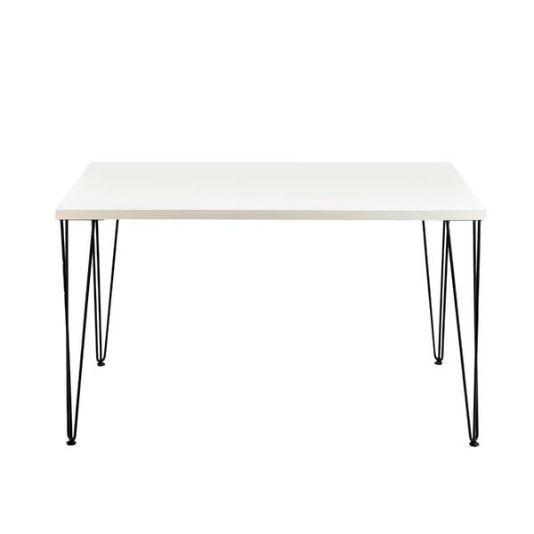 Mesa de Jantar Retangular Industrial 130 cm c/Pés Hairpin - Branco
