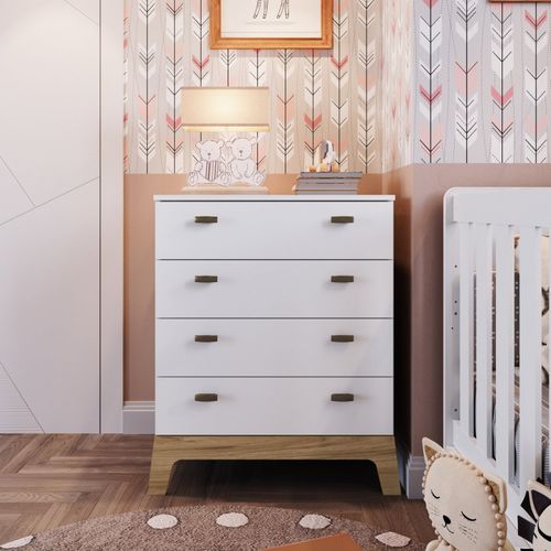 Cômoda Infantil Favo de Mel com 4 Gavetas - Branco