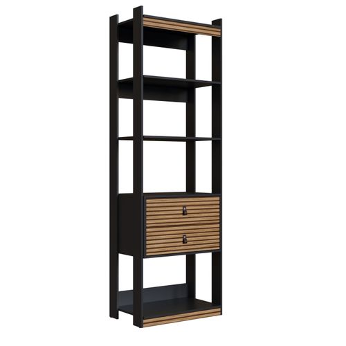 Estante Closet Amber com 2 Gavetas - Preto/Natural
