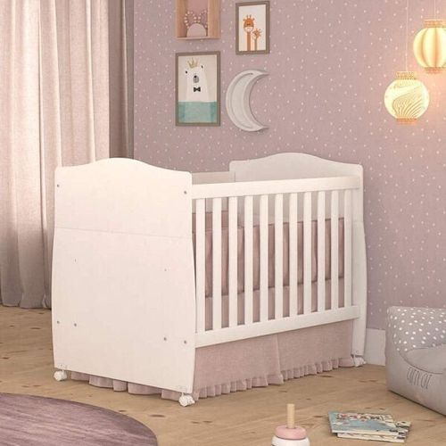 Berço Mini Cama com Suporte Mosquiteiro Confort Espresso Móveis Branco Branco