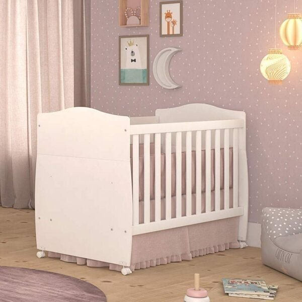 Berço Mini Cama com Suporte Mosquiteiro Confort Espresso Móveis Branco