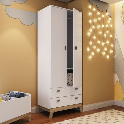 Guarda Roupa Favo De Mel 2 Portas e 2 Gavetas - Branco