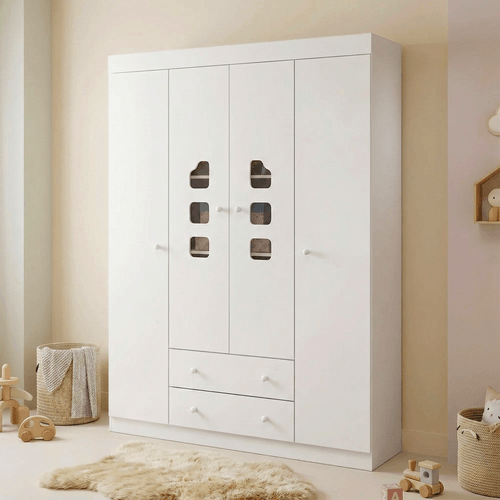 Guarda Roupa Infantil Lívia com 4 Portas - Branco