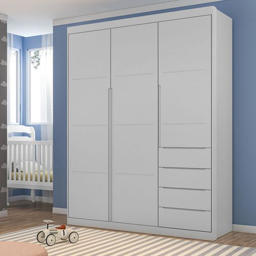Guarda Roupa Infantil Pérola com 3 Portas - Cinza