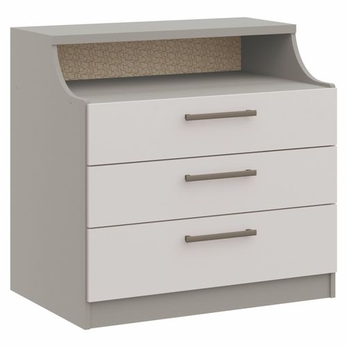 Cômoda Modulada Elegance com 3 Gavetas - Níquel/Blanc