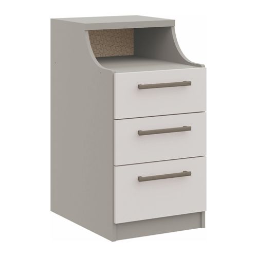 Mesa de Cabeceira Modulada Elegance 3 Gavetas - Níquel/Blanc