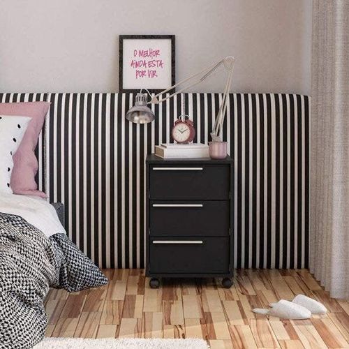 Gaveteiro Maia com 3 Gavetas - Preto