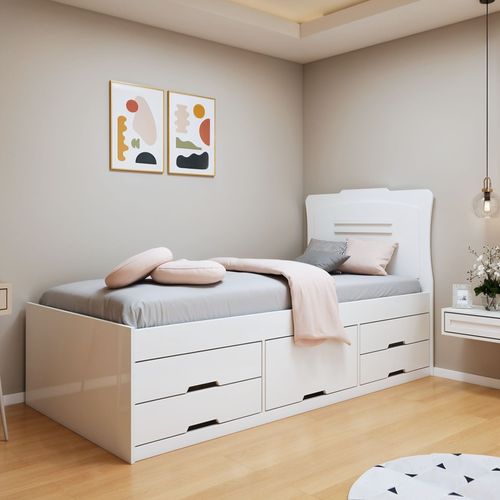Cama Solteiro 5 Gavetas Júlia Conquista Moveis Branco