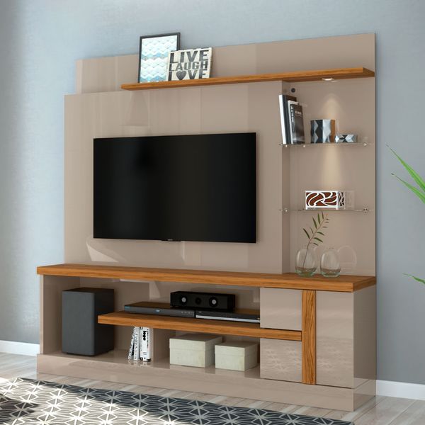 Rack com Painel Alan p/TV de até 55" - Natural/Cinza