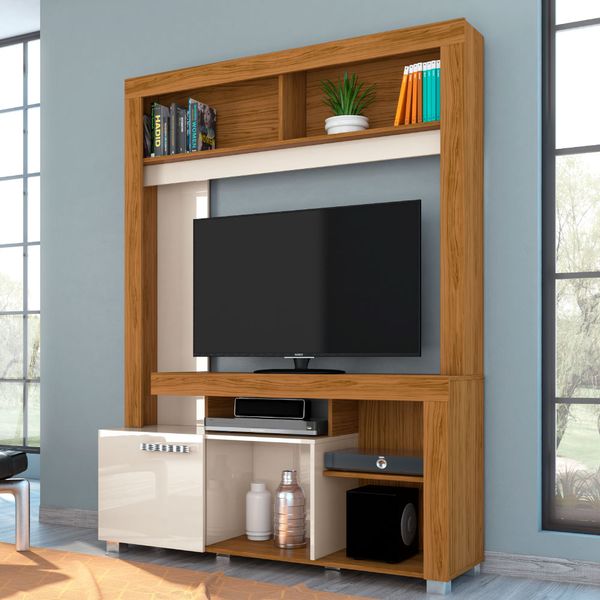 Rack com Painel Flávia p/TV de até 50" - Off White/Natural