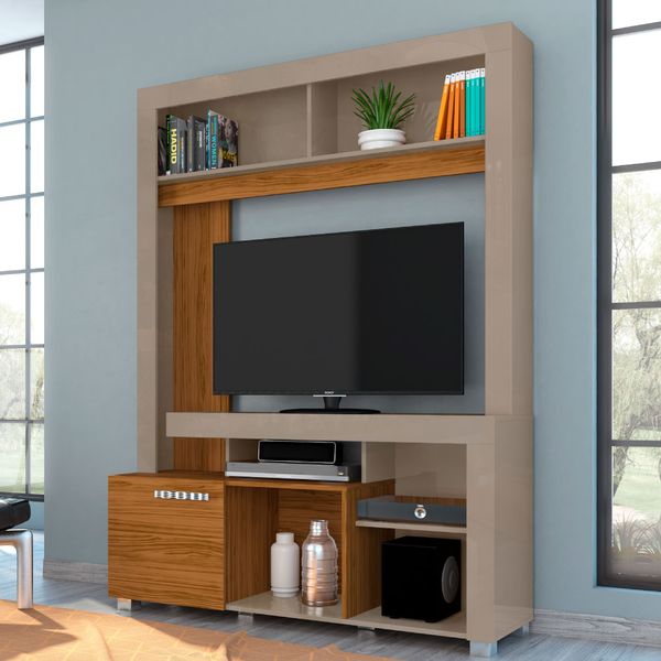 Rack com Painel Flávia p/TV de até 50" - Natural/Cinza