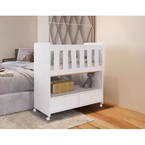Mini Berço Moisés com Colchão e 2 Gavetas - Branco