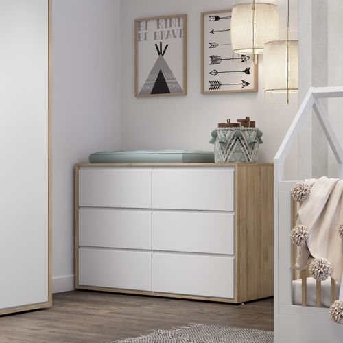 Cômoda Infantil Wood com 6 Gavetas - Branco/Treviso