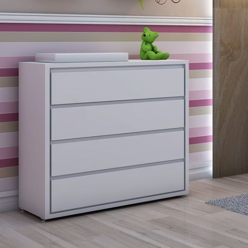 Cômoda Infantil Sol e Mar com 4 Gavetas - Branco