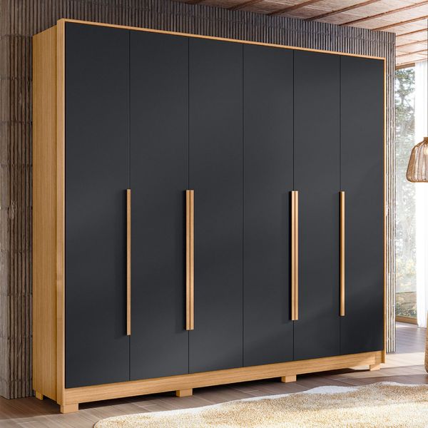 Guarda Roupa Fascínio com 6 Portas - Natural/Titanium