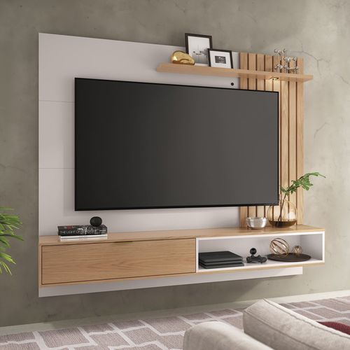 Painel para TV até 60 Polegadas 1 Nicho 1 Porta 1 Prateleira Tocantins Colibri Off White/Freijó