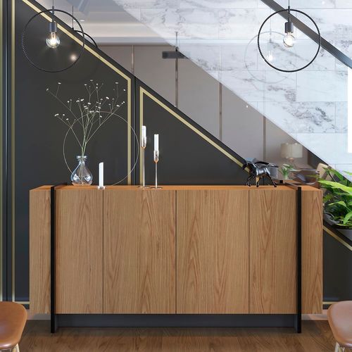 Buffet Copacabana com 4 Portas - Freijó/Preto