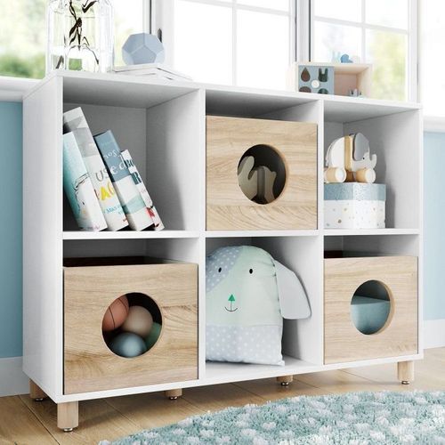Estante Infantil para Brinquedoteca Tivoli Branco/Carvalho Treviso Branco/Carvalho Treviso
