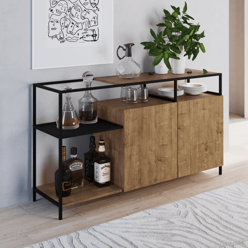 Buffet Industrial York com 135 cm - Vermont/Preto