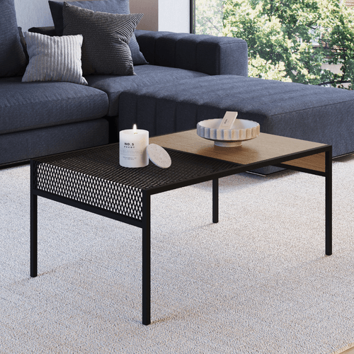 Mesa de Centro Industrial York 80 cm - Carvalho/Preto