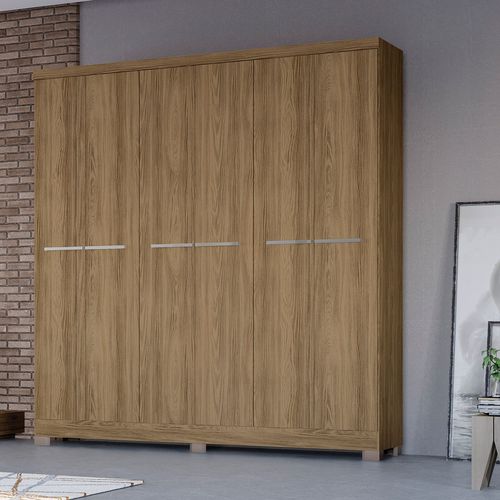 Guarda Roupa com 6 Portas e 2 Gavetas - Nogueira