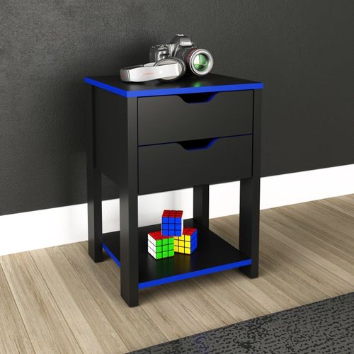 Gaveteiro Gamer com 2 Gavetas - Preto/Azul