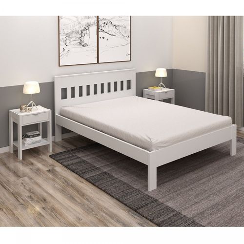 Cama de Casal Clássica 196x146,7cm em MDP Branco Branco