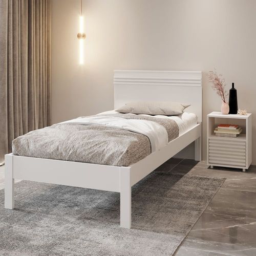 Cama de Solteiro 195x98,6cm em MDP Dormitório Branco