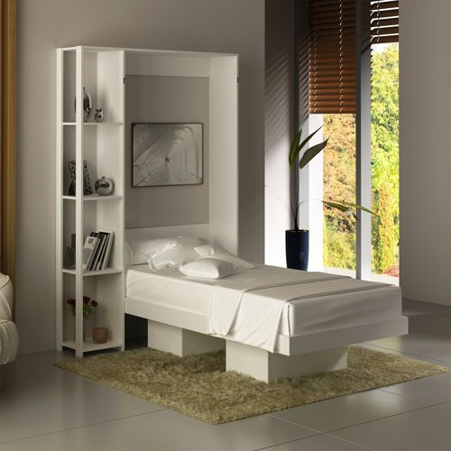 Cama de Solteiro Articulada com 6 Nichos - Branco