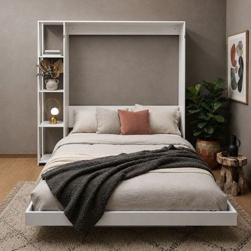 Cama Articulada de Casal com 4 Prateleiras e 2 Nichos Cm8014 Branco