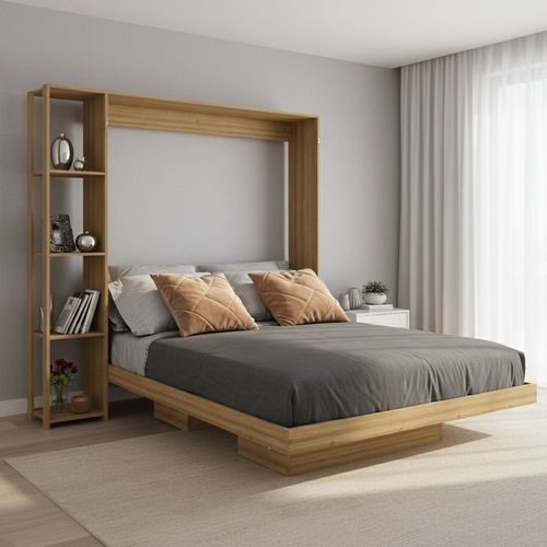 Cama de Casal Articulada com 6 Nichos - Amêndoa